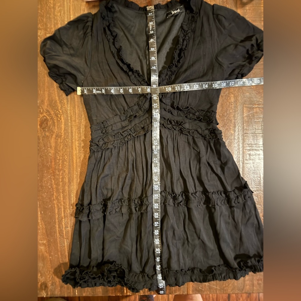 Trixxi Black Mini Dress with Ruffle Accents Size L - Picture 9 of 10